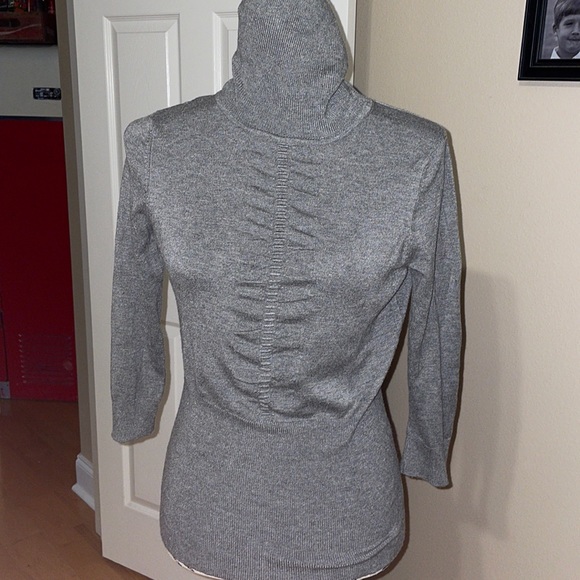 Gray, elbow length sleeve sweater, mock turtleneck - Picture 1 of 4
